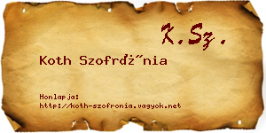 Koth Szofrónia névjegykártya